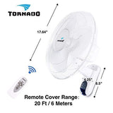 Tornado 2 Pack 16 Inch Oscillating Wall Mount Fan Remote 16 Inch, White