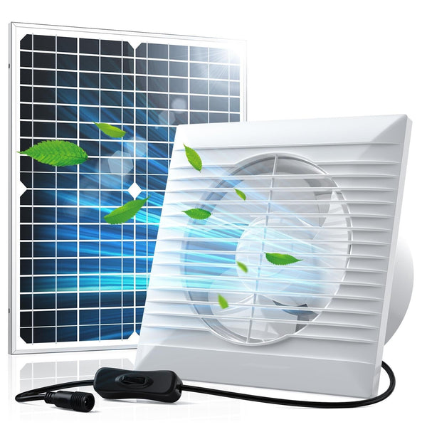 Solar Powered Exhaust Fan Pro, 15 W Solar Panel + 6 Inch High Speed Exhaust F...