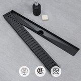 SaniteModar Linear Shower Drain 60 inch Matte Black with Removable Capsule Pa...