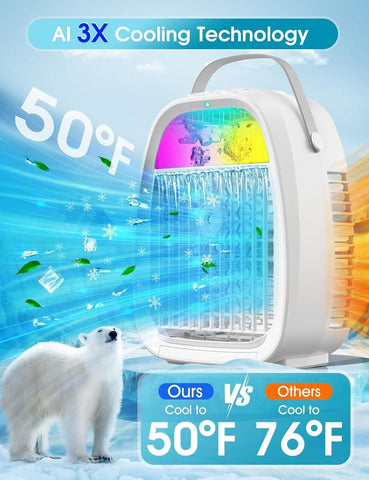 AI Portable Air Conditioners Fan,Evaporative Mini Misting Air Conditioner,Por...