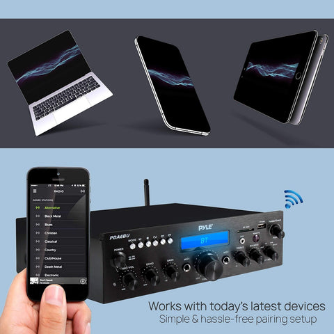 Pyle Wireless Bluetooth Power Amplifier System - 200W Dual Channel Sound Audi...