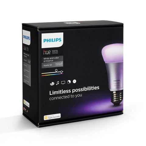 Philips 456194 Hue White and Color Ambiance A19 Bulb Starter Kit 2nd Generati...