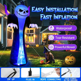 12FT Halloween Inflatables Decoration Outdoor Giant Pumpkin Reaper Ghost with...
