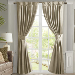 Satin Window Curtain Single Piece Luxurious Curtain for Living Room Window, L...