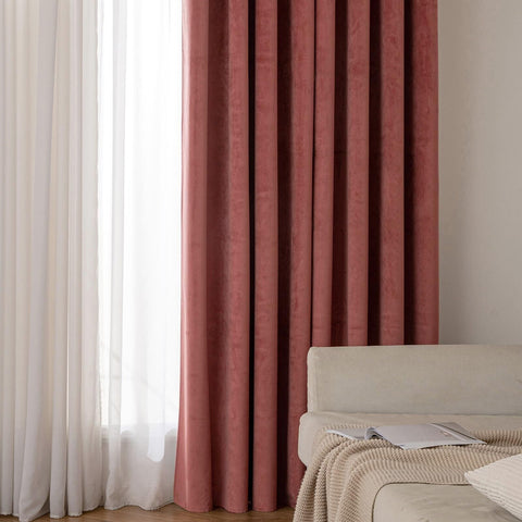 ANRODUO 100% Blackout Velvet Curtains 108 Inches Long Dusty Rose Curtain Drap...