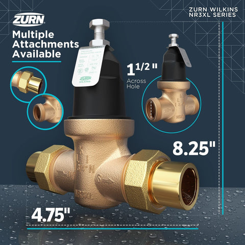 Zurn Wilkins 112-NR3XL 1-1/2" NR3XL Pressure Reducing Valve Single Union Fema...