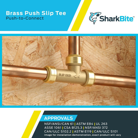 SharkBite 1-1/2 Inch Slip Tee, Push to Connect Brass Plumbing Fitting, Copper...