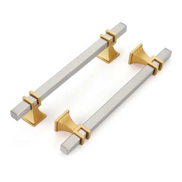 Haliwu 20 Pack Brushed Nickel Cabinet Pulls, 5 inch Silver&Gold Kitchen Handl...