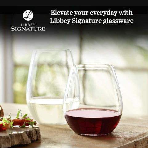 Libbey Signature Red and White Wine Glasses Set of 12, Elegant, Dishwasher Sa...