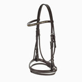 HORZE Weston Padded Leather Snaffle Bridle with Flash Noseband and Web Reins ...