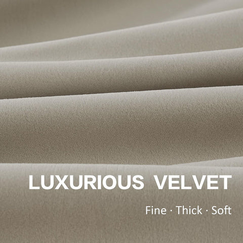 MAIHER Luxury Velvet Pleated Curtains 90 Inches Long 1 Panel, Camel Beige Pin...