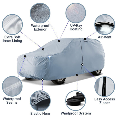 iCarCover 18-Layer SUV Car Cover Waterproof All Weather, UV Sun Protection Fu...