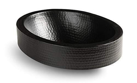 Monarch Abode 19104 Matte Black Hand Hammered Oval 17 inches,