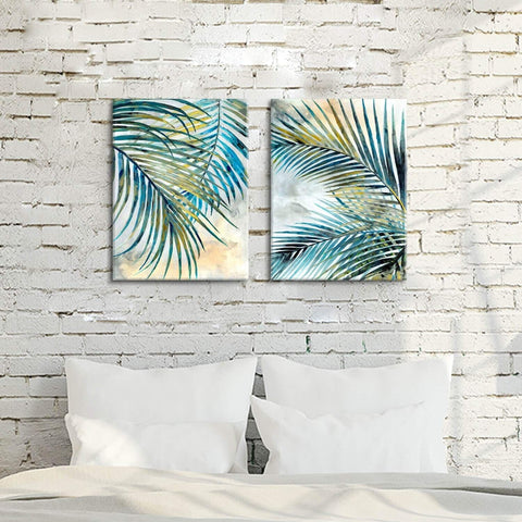 ARTISTIC PATH Palm Leaves Canvas Wall Art: Tropical Leaf Artwork Picture Pain...