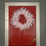 HGTV Home Collection Pre-Lit Christmas by The Sea Coral Artificial Wreath Pre...