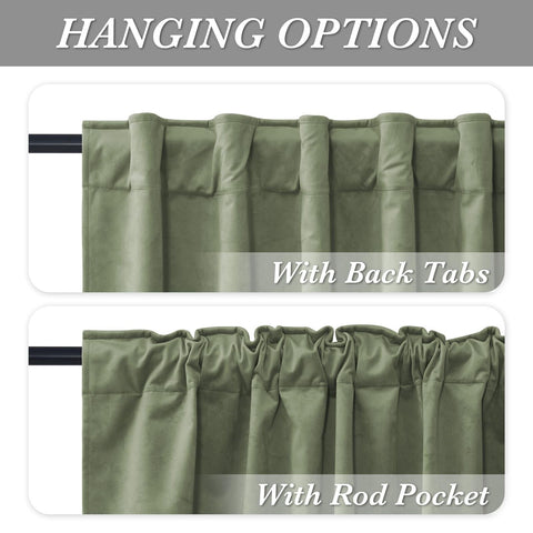 RYB HOME Sage Green Blackout Velvet Curtains 96 inches Long, Total Light Bloc...