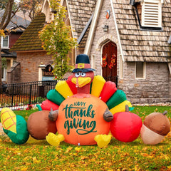 DomKom 8FT Thanksgiving Inflatables Decorations, Turkey and Vegetables Blow U...