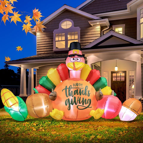 DomKom 8FT Thanksgiving Inflatables Decorations, Turkey and Vegetables Blow U...