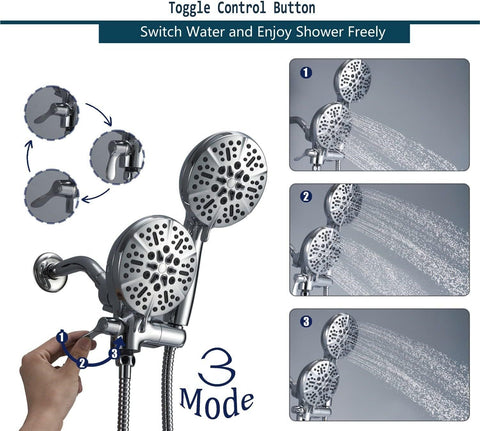 Tub Shower Faucet with Valve, High Pressure 3-way Water Diverter Chrome