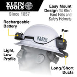 Klein Tools 60155 Portable Cooling Fan for Hard Hats and Safety Helmets, Powe...