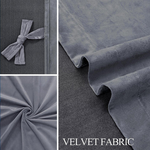 JIUZHEN Super Soft Grey Velvet Curtains 120 inch, Room Darkening Smooth Hand-...