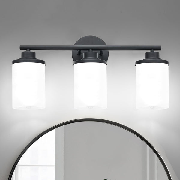 Matte Black Bathroom Light Fixtures,3-Light Black Vanity Lights,Black Bathroo...