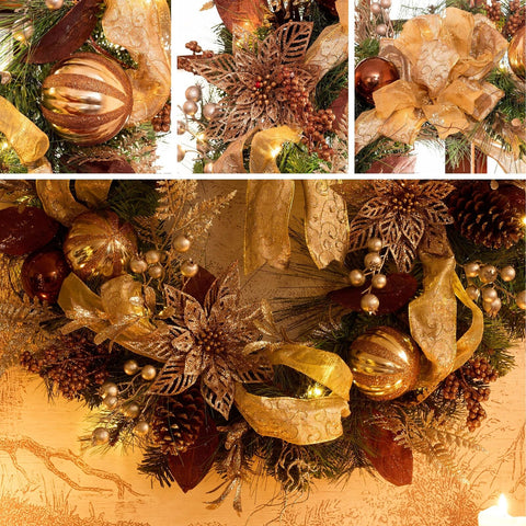 Valery Madelyn 30 Inch Pre-Lit Fall Wreath for Front Door with Lights, Large ...