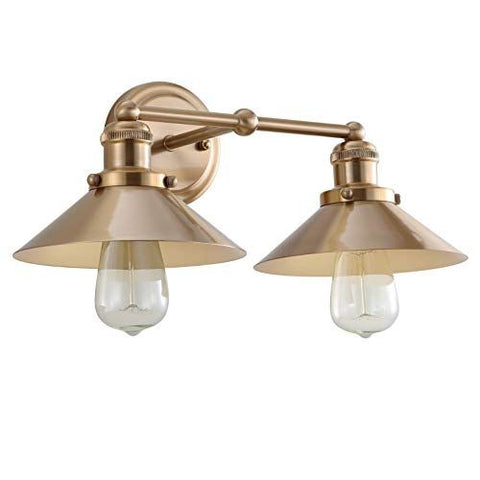 JONATHAN Y JYL7430A August 17.5" 2-Light Metal Shade 2 Bulb, Brass Gold