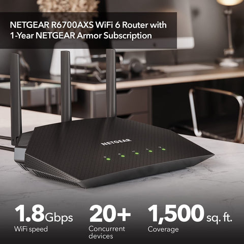 NETGEAR 4-Stream 6 Router (R6700AXS) &#8211; with 1-Year Armor Cybersecurity Sub