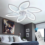 30" Modern Ceiling Fan with Lights Remote 30, White - 6 Flower Petals