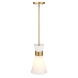 Kit - Modern Minimalist Tapered Opal Glass and Metal Ceiling Light, White and...