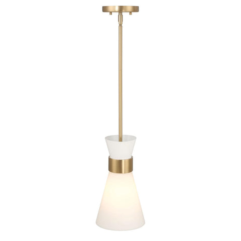 Kit - Modern Minimalist Tapered Opal Glass and Metal Ceiling Light, White and...