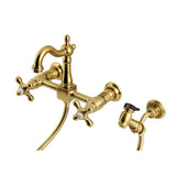 Kingston Brass KS2447AXBS Heritage Wall Mount Bridge Kitchen Faucet with Bras...