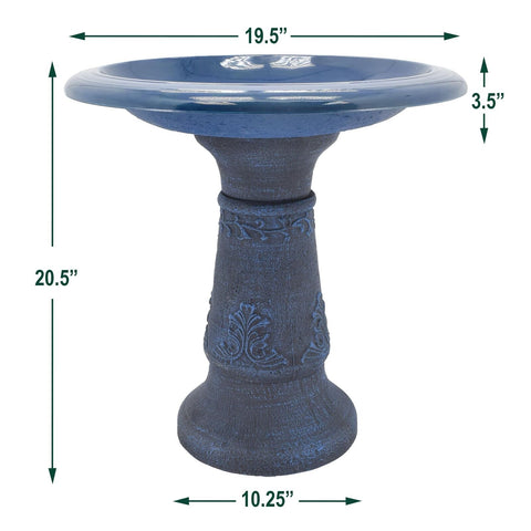 Arcadia Garden Products Fiberclay Bird Bath Outdoor Garden Decor, Antique Vin...