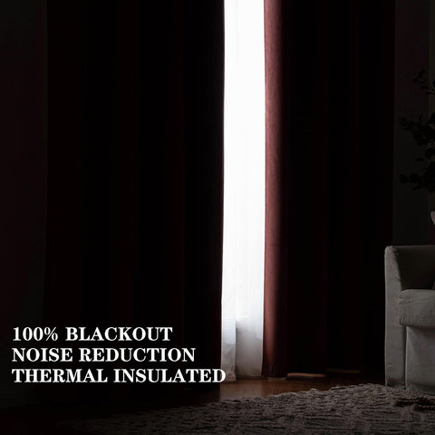 ANRODUO 100% Blackout Velvet Curtains 108 Inches Long Dusty Rose Curtain Drap...