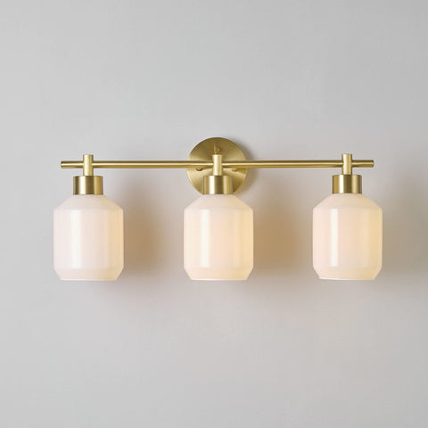 Globe Electric 52055 Cannes 3-Light, Gold Bathroom Vanity Light Fixtures, Mod...