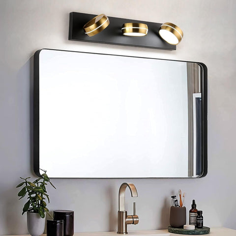 Brass LED Bathroom Lights Fixtures Over Mirror Modern 3 Light Black Bathroom ...