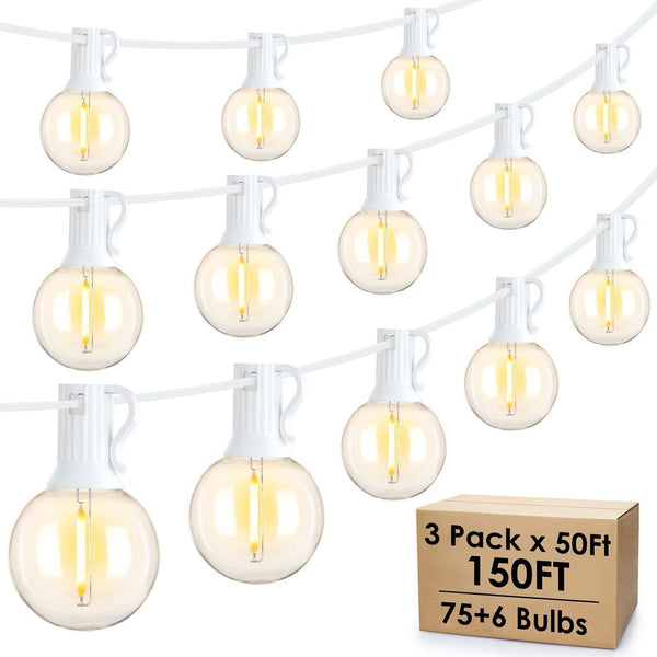 Mlambert 150Ft(3x50Ft) Outdoor String Lights, Connectable G40 Globe Patio Lig...