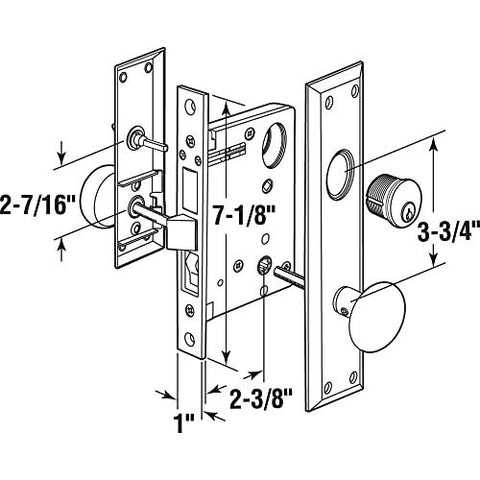 Segal SE 27600 Entry Door Mortise Lockset, 2-1/2 In. 1 Pack, Satin Nickel