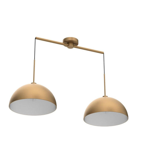 Nathan James Percy Modern 2-Light Pendant Island Light Fixture, Brass Hanging...