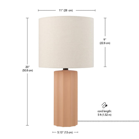 Globe Electric 61000062 20" Ribbed Ceramic Table Lamp, Matte Terracotta Finis...