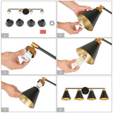 classy leaves Bathroom Light Fixtures, 4 Light Black Gold Bathroom Vanity Lig...