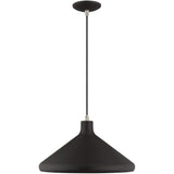 Livex Lighting 41179-04 Metal Shade - 15.25" One Light Mini Pendant, Black Fi...