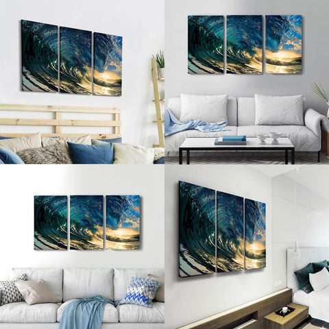 ARTISTIC PATH Rolling Sea Canvas Wall Art - Ocean Wave Pictures Painting Surf...