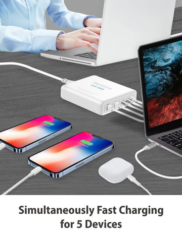 Gigastone [GaN III] 200W USB C 5-Port Charger, MacBook Pro True Fast Charge, ...