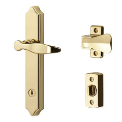 Ideal Security Door Lever with Deadbolt Lock for Out-Swinging Doors, Bright B...