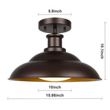 Barn Style Semi Flush Mount Ceiling Light, 16 Inch LED Dimmable Ceiling Light...