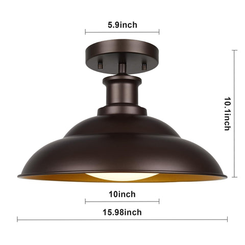 Barn Style Semi Flush Mount Ceiling Light, 16 Inch LED Dimmable Ceiling Light...