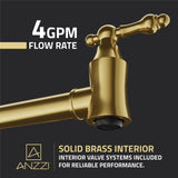 Anzzi Wall Mount Pot Filler Faucet, Double Joint Swing Arms, Single Hole, Sol...