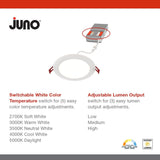 Juno WF6 ALO20 SWW5 90CRI CP6 MW M2 Round Baffle LED Downlight, 120 Volts, 27...